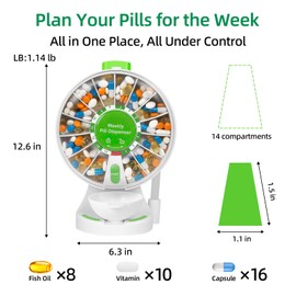 JULOS Daily Pill Dispenser with One-Press Button for Seniors & Arthritis
