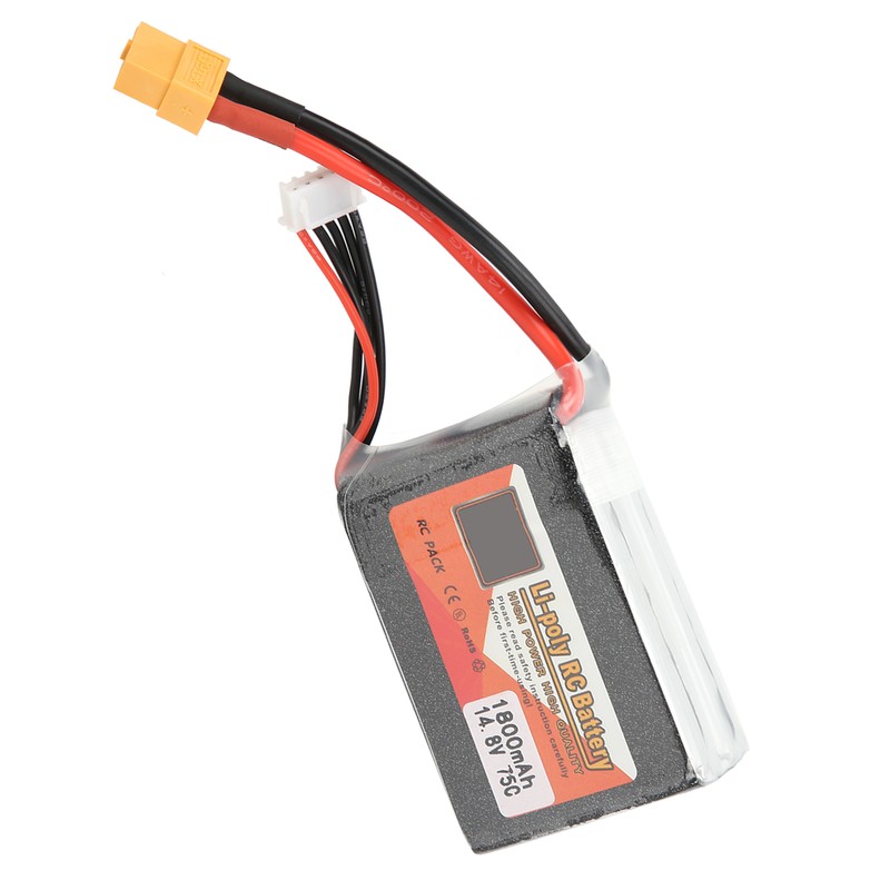 14.8V 1800mAh 4S 75C Lipo Battery Pack with XT60 Plug
