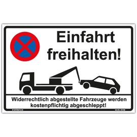 Sign "Einfahrt freihalten" Sign 300 x 200 mm Sturdy Aluminium Composite Plate 3 mm Thick with 4 Corner Holes
