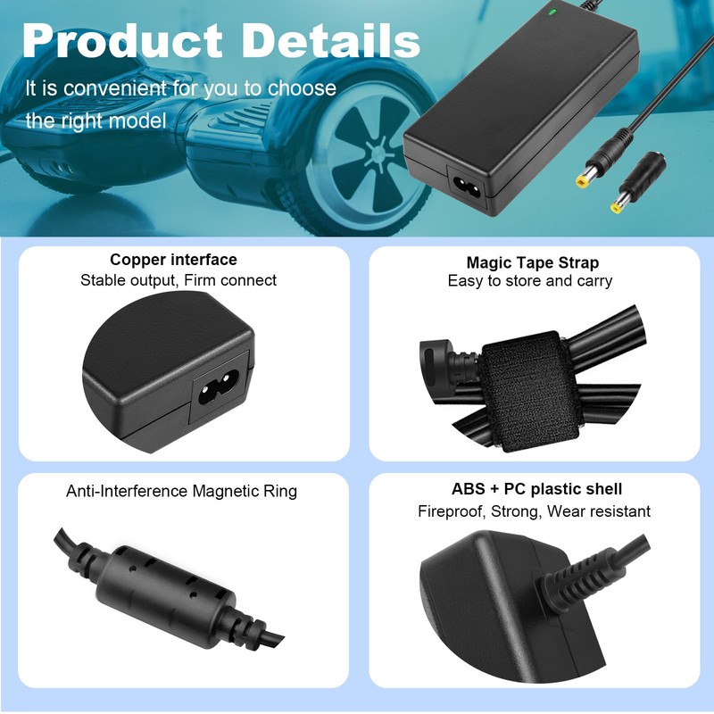 TREE.NB Universal 42V 2A Fast Charger for Razor/Jetson/Voyage/gotrax Electric Charger