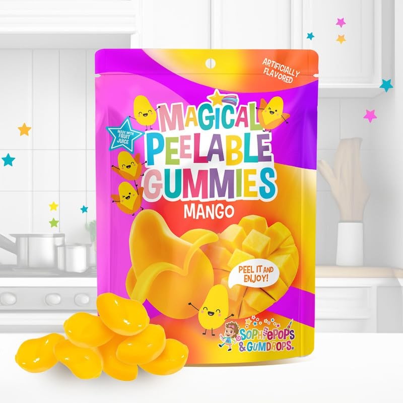 Sophiepops & Gumdrops Magical Peelable Mango Gummies, Gummy Fruit Snack,