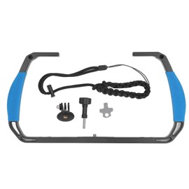 Underwater Video Photo Diving Rig for Scuba Snorkeling Action Camera Cage Dive Rig with Dual Cold Shoe Mount 1/4 3/8 Inch Threaded Hole for Insta360 Blue