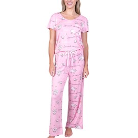 Amanda Blu Women’s 2-Piece Classic Pajama Set | Sweet Dreams Sheep V-Neck Top & Bottoms Sleep & Loungewear | Gift for Women