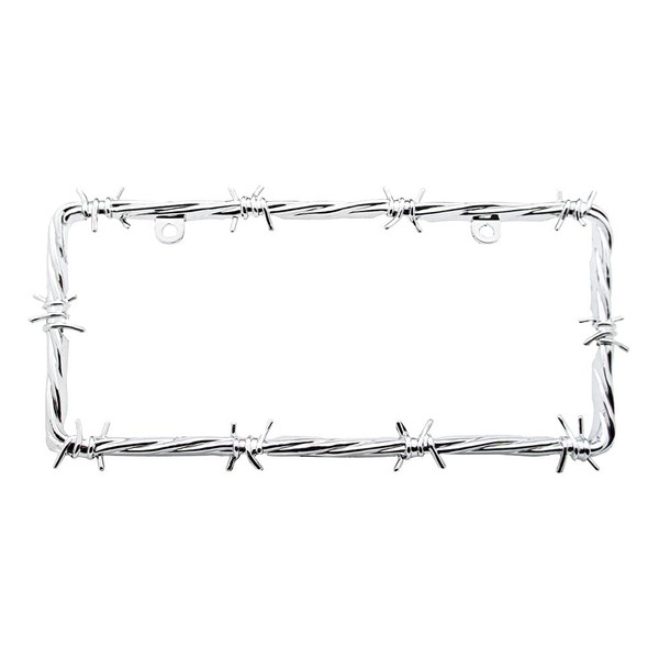 CLA Barbed Wire Metal License Plate Frame - Chrome