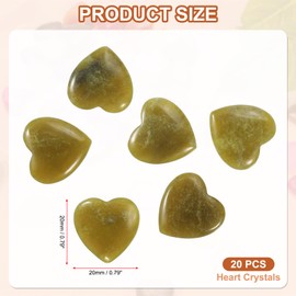 PATIKIL PATIKIL Heart Crystals Stone, 20 Pcs Natural Crystal Polished Love Gemstone Rose Quartz Pocket Bulk Set Balancing Meditation Gifts for Mother Women Birthday, Olive