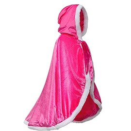jbluelover Cape, Princess, Plain, Ribbon Decoration, Hooded, Fluffy, 3 Sizes, Long, Cute, Stylish, Cold Protection, Washable, Easy to Put on and Take Off, Halloween, Birthday, Christmas, Present,