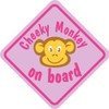 Castle CHEEKY MONKEY ON BOARD Pink Diamond Hanging Car Window