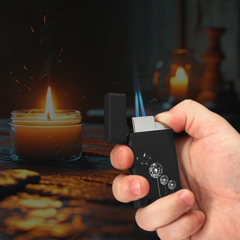 Classic Matte Butane Pocket Lighter, 2 Pack Double Jet Flame