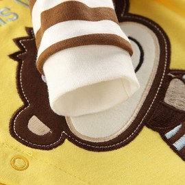 Bitsy-Boo Newborn Long Sleeve 100% Cotton Boy Girl Bodysuit Breathable Jumpsuit Romper (9-12M, Monkey)