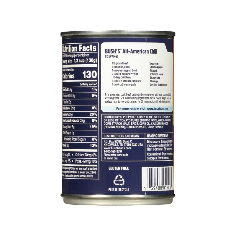 Bush Best Chili Bean Mild Kidney, 16 Ounce (Pack of