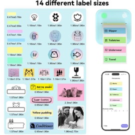 Upgraded Bluetooth Label Maker Machine - Portable Mini Thermal Sticker Printer Supports 14 Different Label Sizes with 300 DPI Inkless Tech Suitable for Home/Office/School Storage and Signage (Blue)