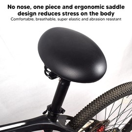 Asixxsix Bicycle Seat Soft Comfortable One Piece Noseless PU Leather Bicycle Saddle Ergonomic Double Layer Shock Absorbing Bicycle Seat Cushion for Folding Bikes Road Bikes