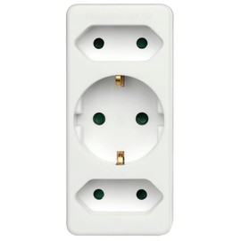 Hama Socket Adaptor 3 Gang 2 Euro, 1 Protective Contact, Multiple Plug, Multiple Plug, Multiple Socket, Multiple Socket without Cable, Multi Socket, 3-Way Multi Plug, White