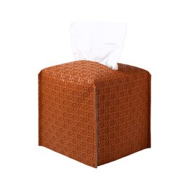 Tissue Box Cover, Leather Tissue Box Holder, Square Tissue Holders for Bathroom, 5"x5"x5" (Camel)