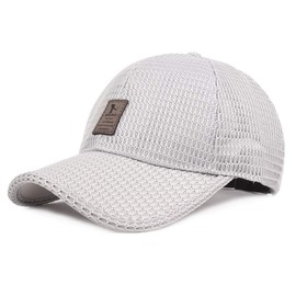 CHENNUO Mesh Cap Baseball Cap Men's Cap Lightweight Sports Running Hat 5 Colours, lightgrey