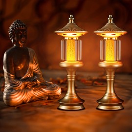 CFSHGLPSF 1 Pair-7 Color LED Lotus Flower Lamp - Crystal Palace Lotus Buddhist Lamp Lights, Buddha Lamp Light with Adjustable Switch for Buddhist Occasions, Supplies Meditation Buddhist (10 inch)