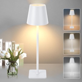 AIBISOD Cordless Table Lamp Rechargeable: 5000mAh Battery Operated LED Desk Lamp, 3 Color Stepless Dimming, Portable Table Light Outdoor for Home Office, Dining Room, Bedroom and Bar, Portable IP54