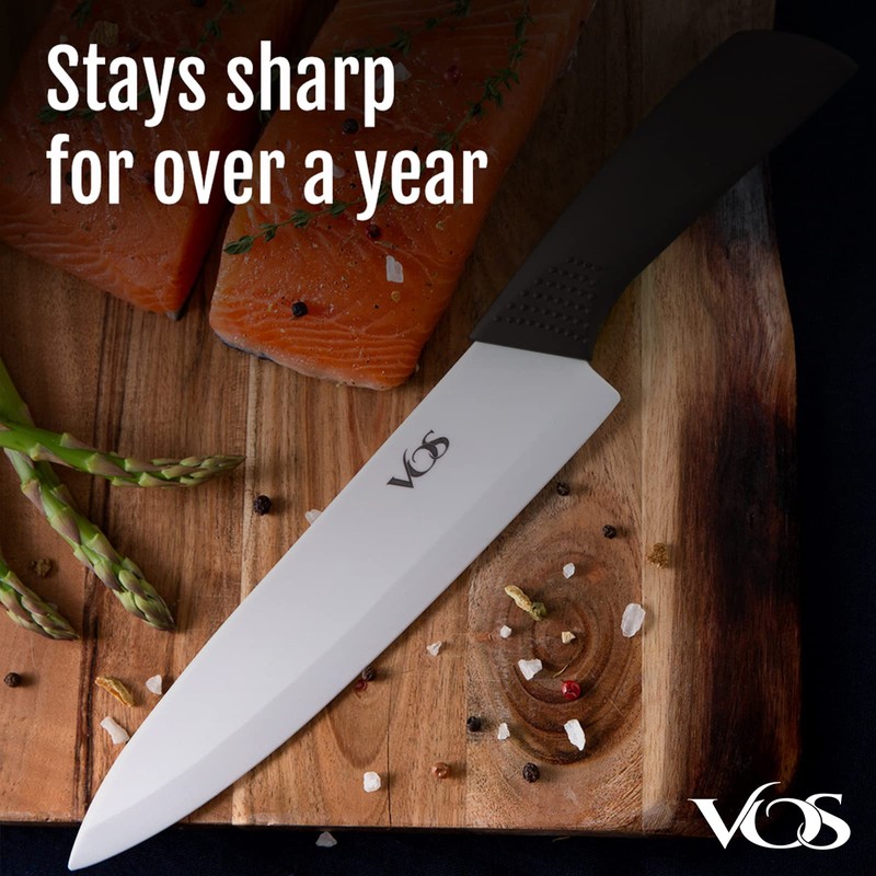 Vos Ceramic Chef Knife 8 Inch with Protection Cover –