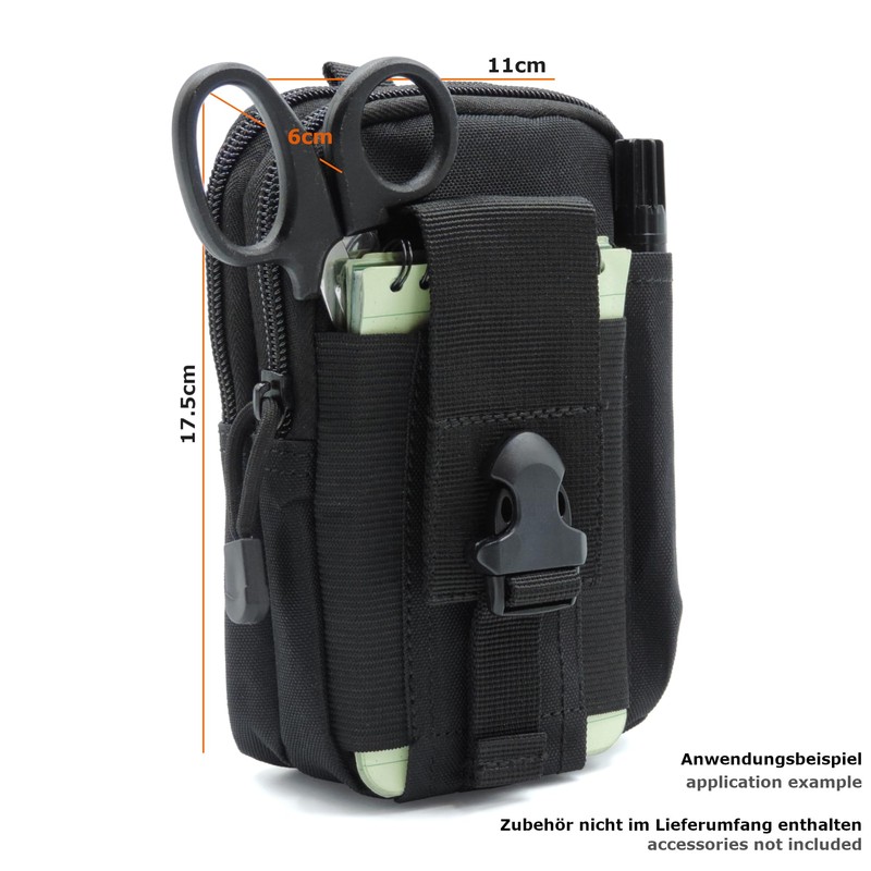 TacFirst Molle Bag T195 Belt Bag EDC Pouch Organiser (Black,