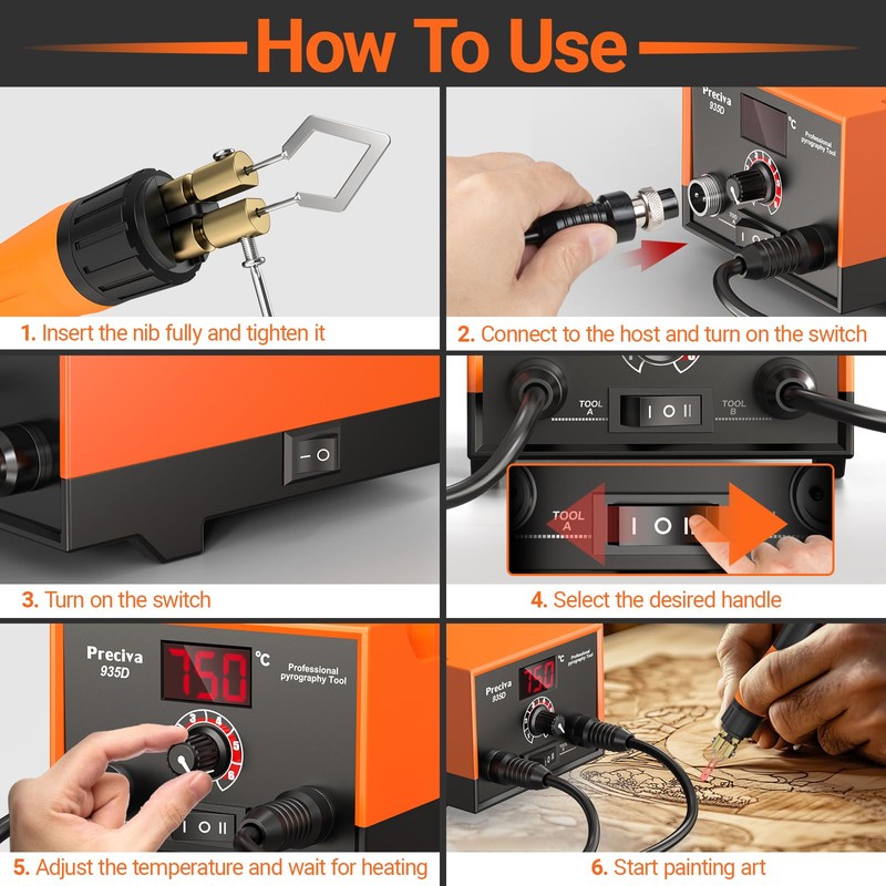 Preciva 935D Dual Pen Wood Burning Kit with Digital Display
