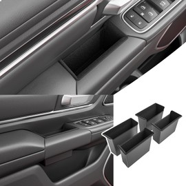 CZmenghe Door Side Storage Box Compatible with 19-25 Dodge Ram 1500 Door Side Storage Box 4pcs Phone Pocket Insert Replacement for 2019-2025 Dodge Ram 1500 Accessories (Flocking Car Door Storage Box)