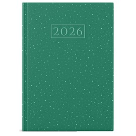 2026 A5 Week To View Diary - Full Year Organiser Planner - Hardback Appointment Times Diaries - for Home Office School & Work (Green with Dots)