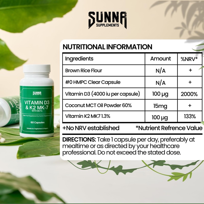 Sunna Supplements Vitamin D3 & K2 60's (150ml White)