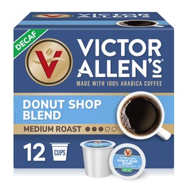 Victor Allen's Coffee Decaf Donut Shop, 12 Count, Medium Roast, Single Serve Coffee Pods for Keurig K-Cup Brewers