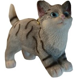 OnHoliday Grey Striped Kitten Cat Standing Hanging Christmas Tree Ornament