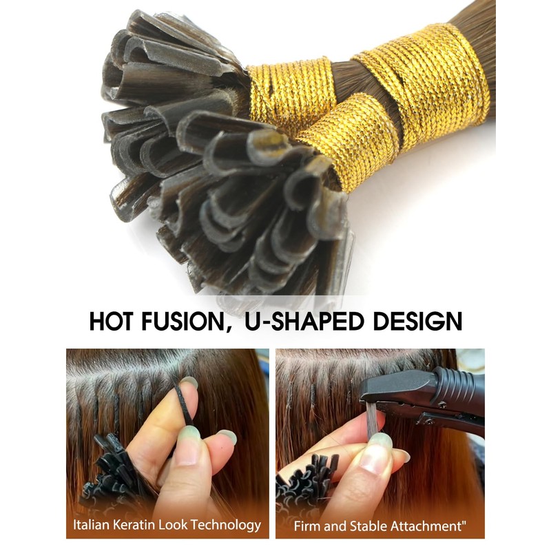 VINBAO U Tip Human Hair Extensions Balayage Dark Brown to