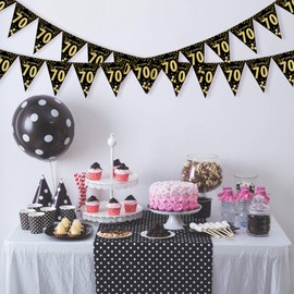 30th Birthday Bunting Black Gold Bunting Decoration Fabric Garland Banner 30th Birthday Decoration Bunting Happy Birthday Garland Hanging 30th Birthday Party Decoration for Men Women