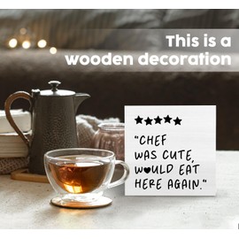 Nitelat Black White Kitchen Decor Sign, Chef Was Cute Would Eat Here Again Signs Black, Cute Preppy Kitchen Wood Sign Home Decor For Girly Dining Room Restaurant