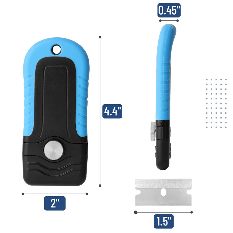 Bates- Razor Blade Scraper, Blue, Locking Razor Scraper Set with