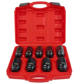 9PCS Metric Axle Nut Socket Set, 1/2" Drive, 29mm to 38mm (29, 30, 31, 32, 33, 34, 35, 36, 38mm) – Heavy-Duty Lug Nut Removal Sockets for Trucks & Vehicles