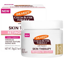 Palmer's Cocoa Butter Formula Skin Therapy Oil Crema Facial Retinol-10, Vitamina E y Ácido Hialurónico, Humectación 48 Horas, Dermatológicamente Probada, 75g
