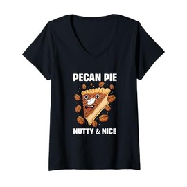 Womens Funny Pecan Nut Lover Pecan Pie Naughty And Nice V-Neck T-Shirt