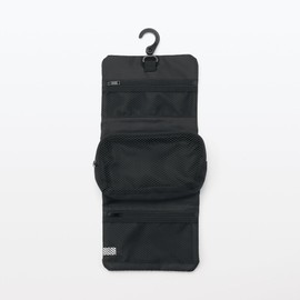 MUJI OHCA1A2S Polyester Hanging Case with Detachable Pouch, Black, Approx. 4.7 x 7.1 x 1.8 inches (12 x 18 x 4.5 cm)