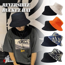 X-cross Reversible Bucket Hat, Large Size, 2 Sizes, Men's, Outdoor Use, Everyday Use, black/leaf