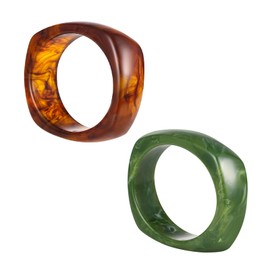 2Pcs Chunky Acrylic Transparent Candy Color Geometric Round Square Cuff Bangle Bracelet Set for Women Resin Acetate Tortoiseshell Wristband Bracelet Statement Jewelry Birthday Gift-D g-b