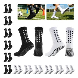 12 Par Calcetin Media Deportivos Fútbol Antideslizantes Blanco Y Negro Talla Unica