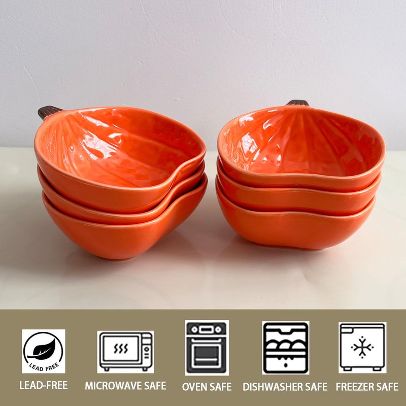 FYUEROPA Ceramic Pumpkin Ramekins Set, Small Bowls for Baking Souffle,