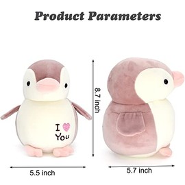 HWD 8.7" Soft Stuffed Penguin Dolls, Stuffed Animals Toys, Gifts for Kids Toddlers Birthday Christmas Day (Pink)