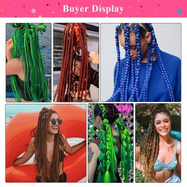 Pre Stretched Braiding Hair 26 inch Green/Grey Braiding Hair for Black Women 8Packs Crochet Boho Braiding Hair Non Toxic (26 Inch(8packs), Green/Grey)