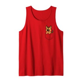 Cute German Shepherd Puppy Pocket Pal Funny GSD Puppy Tank Top
