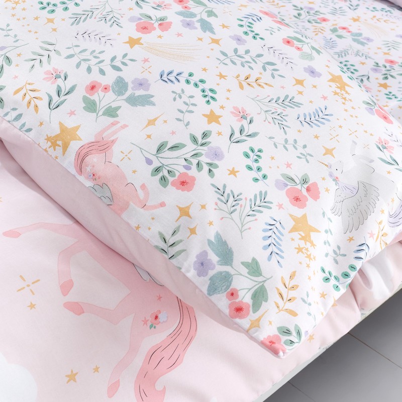 Catherine Lansfield Fairytale Unicorn Single Duvet Cover Set Pink