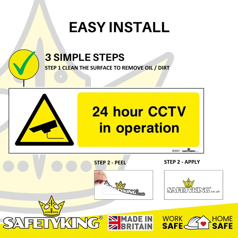 SAFETYKING® 4 PCS CCTV STICKER (HORIZONTAL) CCTV Sign Security Sticker