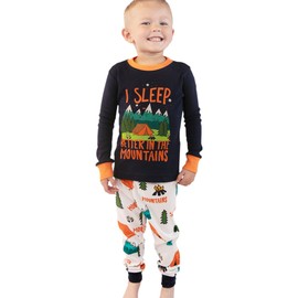 Lazy One Warm Long-Sleeved Kids' Pajamas for Girls and Boys, Funny Kids' Pajama Sets, Cozy, Comfy (Sleep Better in The MTN, 2T)