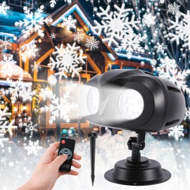 Christmas Snowflake Projector Lights Outdoor, Owl-Shaped Snow Light Projector, Dynamic Snowfall Show Landscape Lamp Projection with Remote Control for Xmas Holiday Wedding Indoor Garden Patio Party
