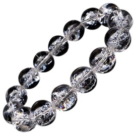 Gold Stone Iris Quartz Artificial Crack Bracelet, 0.6 inches (14 mm), Natural Stone, Power Stone, Rainbow Filled Crystal, Stone