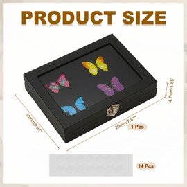 PATIKIL Pin Badge Display Case, 8"x6" Jewelry Storage Championship Ring Shadow Box with Glass Door&Round Glue for Jewelry Pin Collections, Medals Award, Gifts, Black